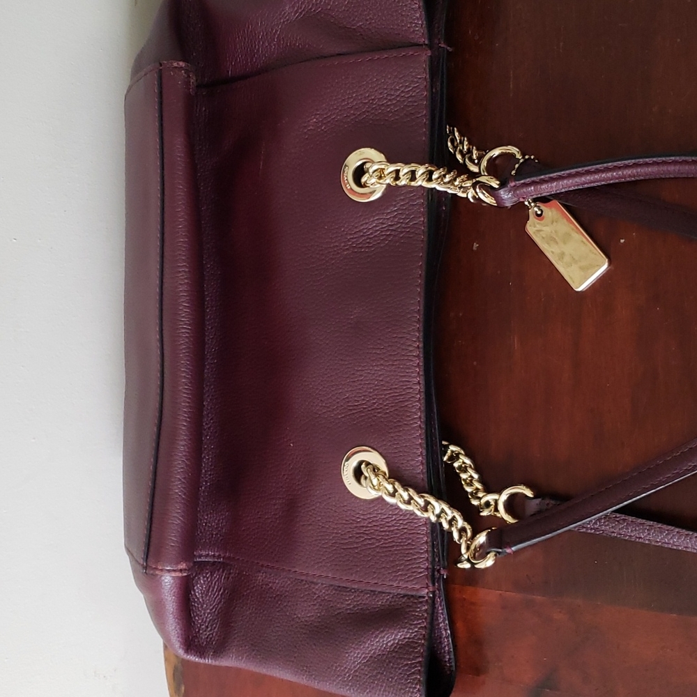 Coach Burgundy Oxblood Leather Tote Bag - Picture 2 of 14